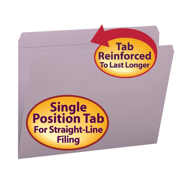 Smead 12410 Colored Folders with Reinforced Tab Classification Folders