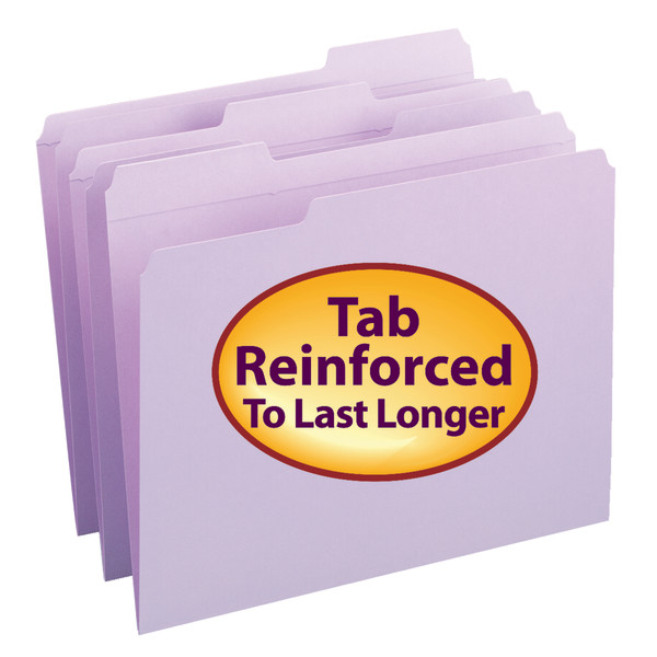 Smead 12434 Colored Folders with Reinforced Tab (Bundle: 5 BX) Fastener Folders