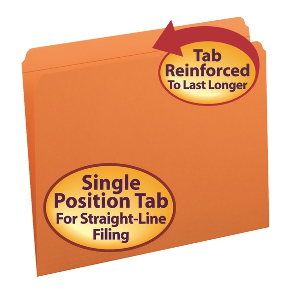 Smead 12510 Colored Folders with Reinforced Tab Classification Folders