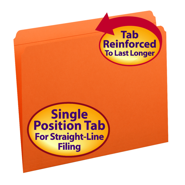 Smead 12510 Colored Folders with Reinforced Tab Classification Folders