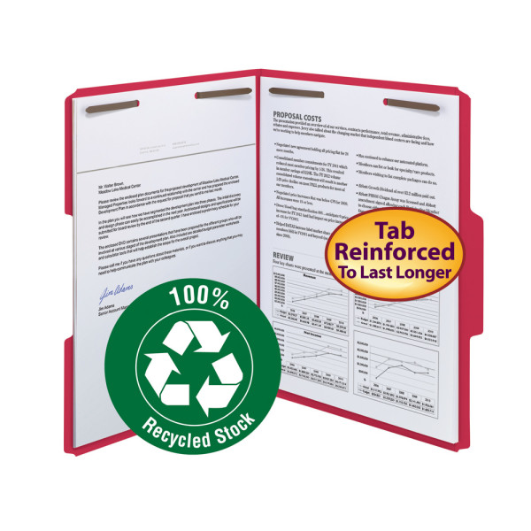 Smead 12741 100% Recycled Colored Fastener Folders File Labels