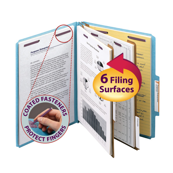Smead 14030 Colored Pressboard Classification Folders with SafeSHIELD Coated Fastener Technology File Labels