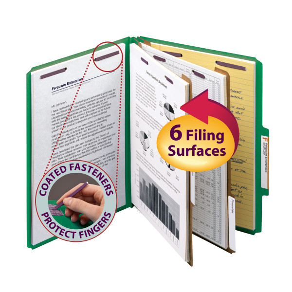 Smead 14033 Colored Pressboard Classification Folders with SafeSHIELD Coated Fastener Technology File Labels