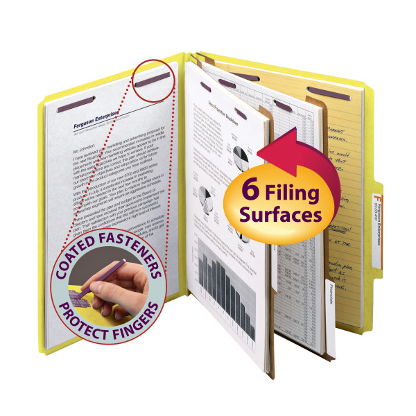 Smead 14034 Colored Pressboard Classification Folders with SafeSHIELD Coated Fastener Technology File Labels