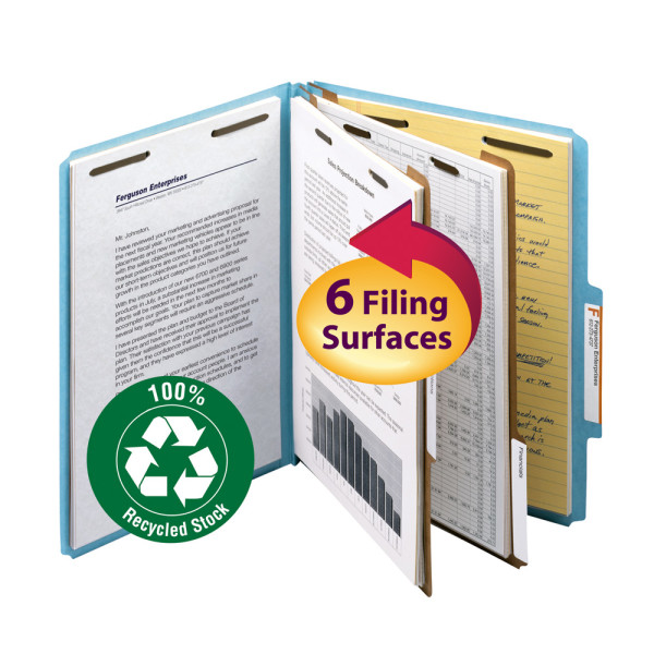 Smead 14056 100% Recycled Pressboard Colored Classification Folders (Bundle: 5 PK) Case Binder