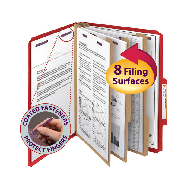 Smead 14095 Colored Pressboard Classification Folders with SafeSHIELD Coated Fastener Technology Classification Folders