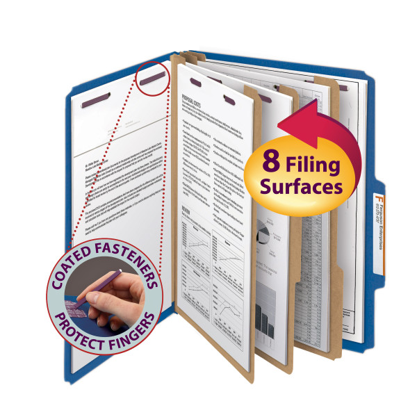 Smead 14096 Colored Pressboard Classification Folders with SafeSHIELD Coated Fastener Technology Report Cover