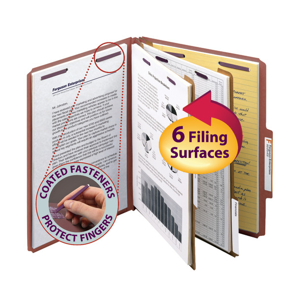 Smead 14205 PressGuard Classification Folders with SafeSHIELD Coated Fastener Technology Fastener Folders