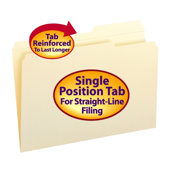 Smead 15386 Manila Folders with Reinforced Tab File Folders