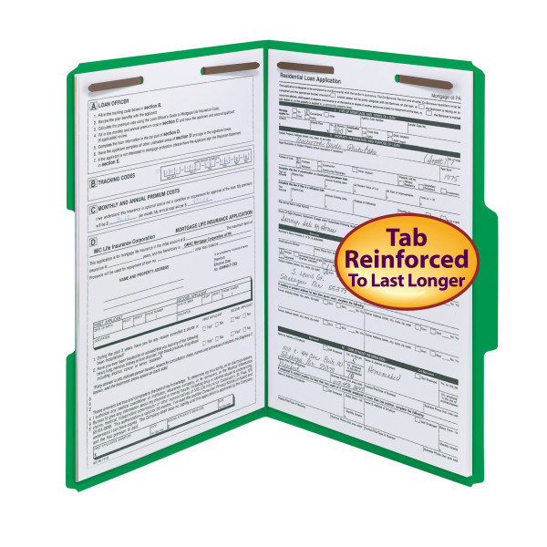 Smead 17140 Colored Fastener Folders with Reinforced Tabs (Bundle: 5 BX) Two Pocket Folder