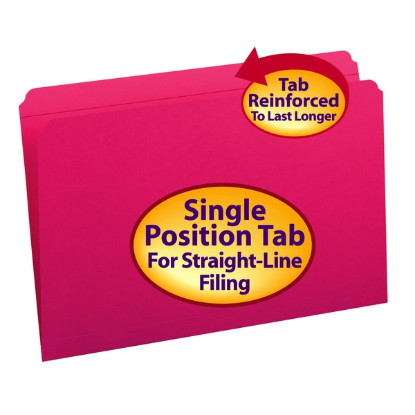 Smead 17710 Colored Folders with Reinforced Tab File Labels