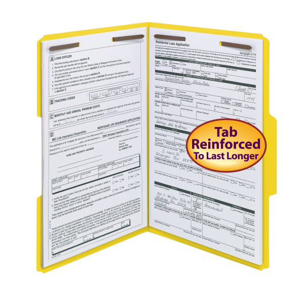 Smead 17940 Colored Fastener Folders with Reinforced Tabs (Bundle: 5 BX) Two Pocket Folder