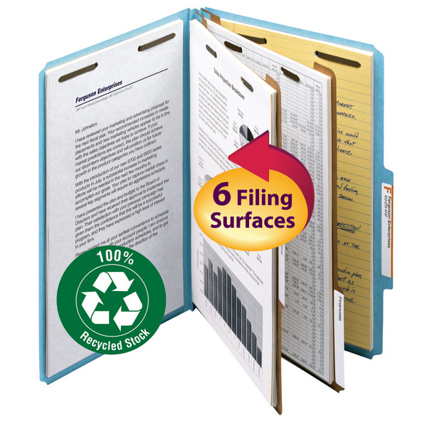 Smead 19021 100% Recycled Pressboard Colored Classification Folders File Folders