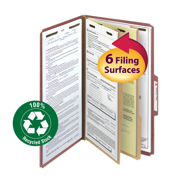 Smead 19023 100% Recycled Pressboard Colored Classification Folders File Folders