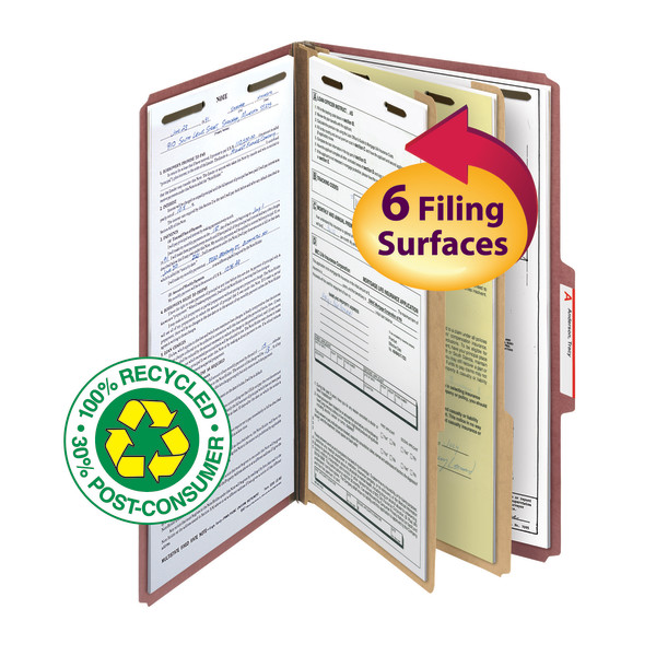 Smead 19046 100% Recycled Pressboard Colored Classification Folders (Bundle: 5 PK) File Pocket