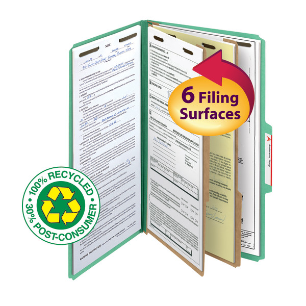 Smead 19049 100% Recycled Pressboard Colored Classification Folders (Bundle: 5 PK) File Pocket