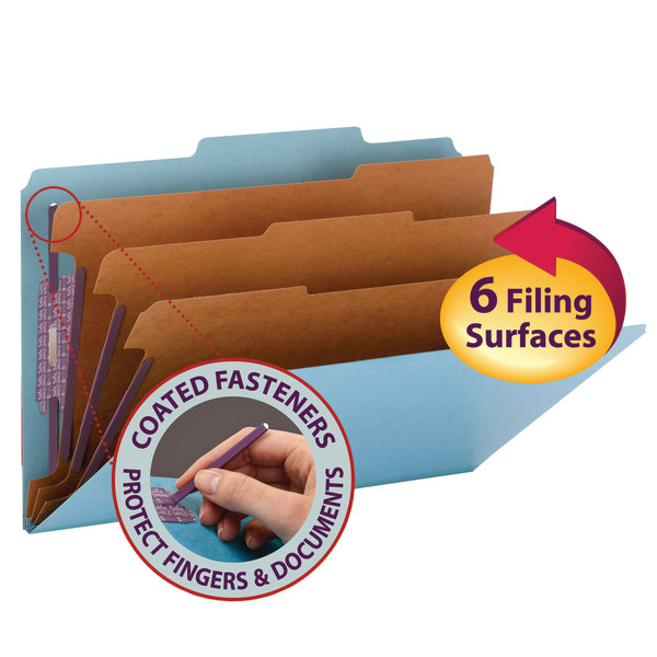 Smead 19094 Colored Pressboard Classification Folders with SafeSHIELD Coated Fastener Technology Folders