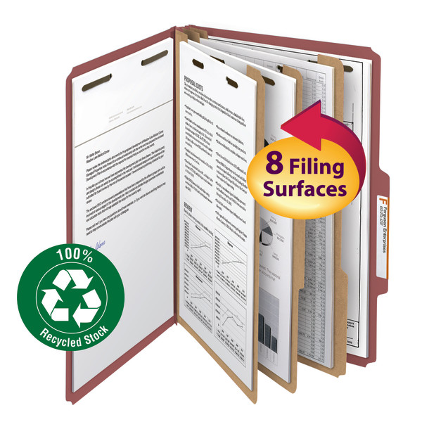 Smead 19099 100% Recycled Pressboard Colored Classification Folders File Wallet
