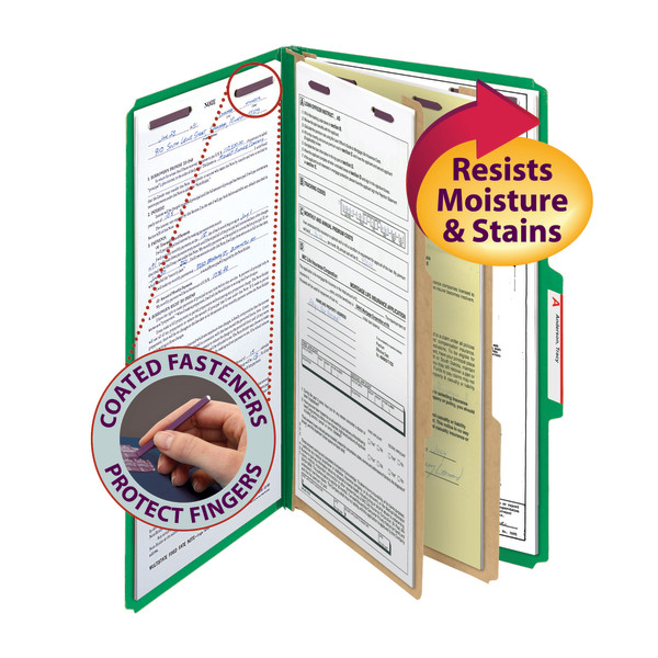 Smead 19201 PressGuard Classification Folders with SafeSHIELD Coated Fastener Technology Folders
