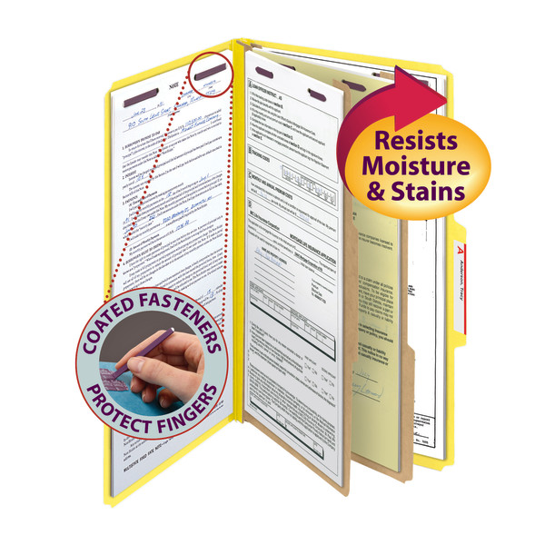 Smead 19203 PressGuard Classification Folders with SafeSHIELD Coated Fastener Technology File Labels