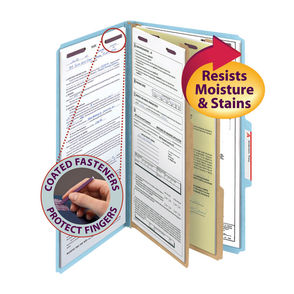 Smead 19204 PressGuard Classification Folders with SafeSHIELD Coated Fastener Technology File Labels