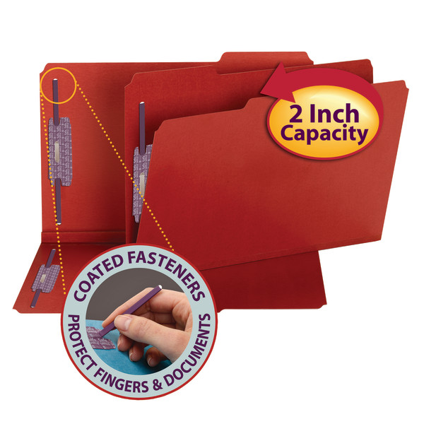 Smead 19936 Colored Pressboard Fastener Folders with SafeSHIELD Coated Fastener Technology File Wallet
