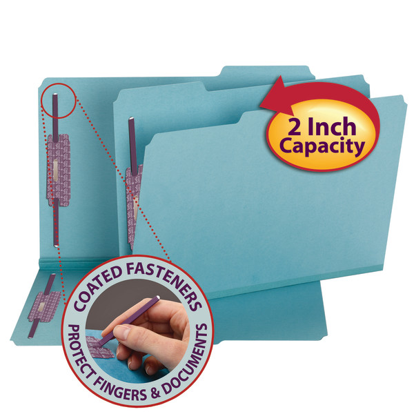 Smead 19937 Colored Pressboard Fastener Folders with SafeSHIELD Coated Fastener Technology File Wallet
