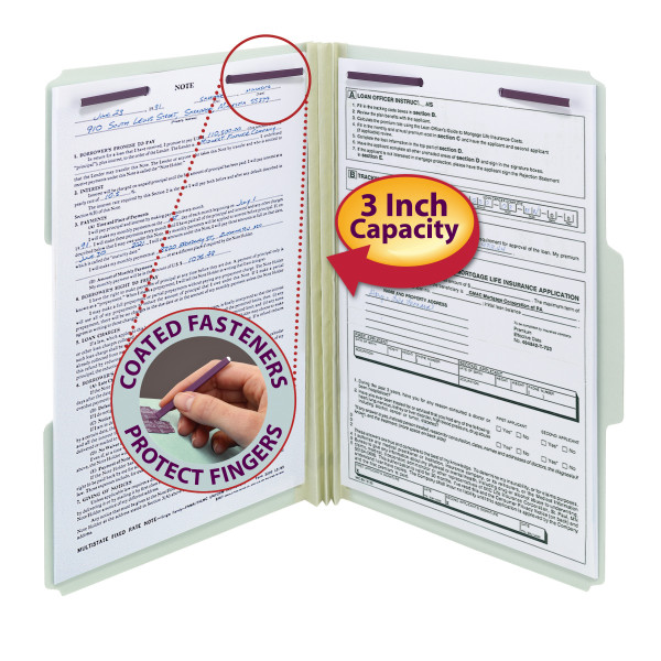 Smead 19944 Pressboard Fastener Folders with SafeSHIELD Coated Fastener Technology (Bundle: 5 BX) Two Pocket Folder