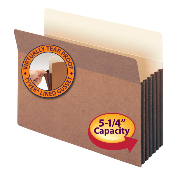 Smead 73274 Redrope File Pockets with Tyvek-Lined Gusset (Bundle: 5 BX) Out Guides