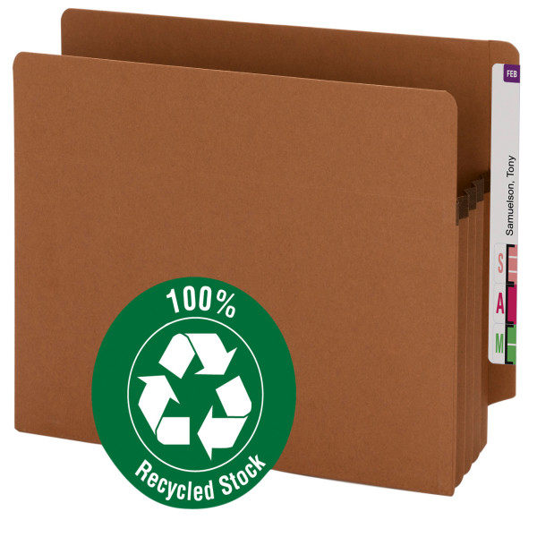 Smead 73610 Extra Wide 100% Recycled End Tab Redrope Pockets File Folders
