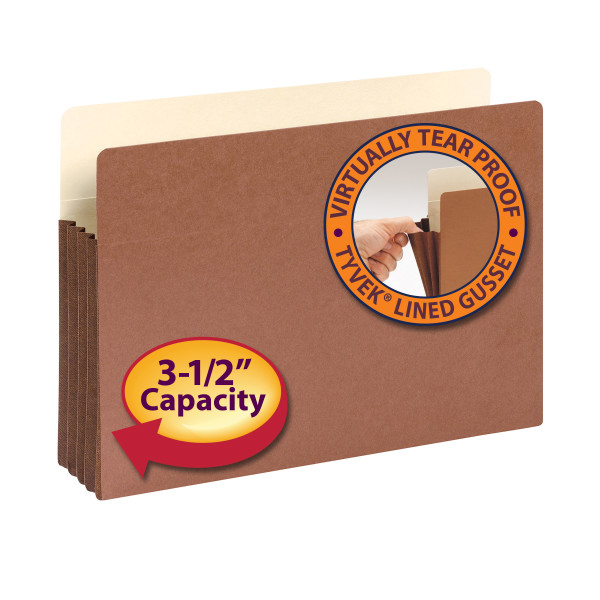 Smead 74264 Redrope File Pockets with Tyvek-Lined Gusset (Bundle: 5 BX) File Labels