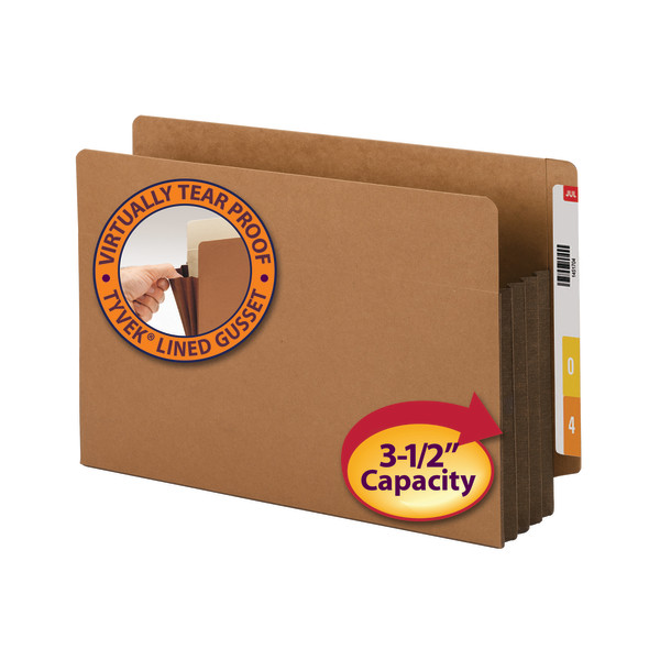 Smead 74681 Extra Wide End Tab Redrope File Pockets with Colored Gusset Tracking Device