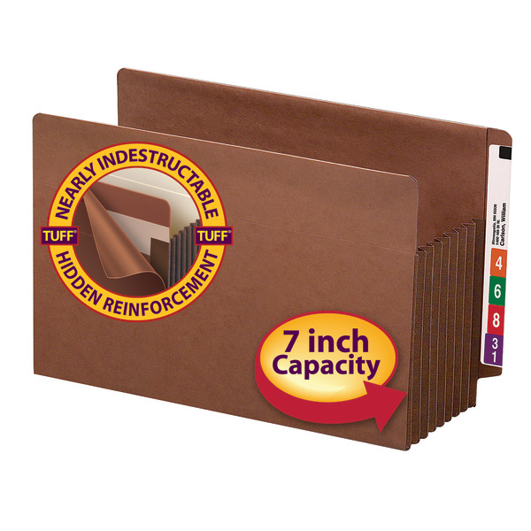 Smead 74795 Extra Wide End Tab TUFF Pocket File Pockets with Reinforced Tab (Bundle: 5 BX) File Guides
