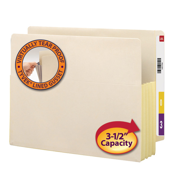 Smead 75164 End Tab Manila File Pockets with Reinforced Tab (Bundle: 5 BX) File Labels
