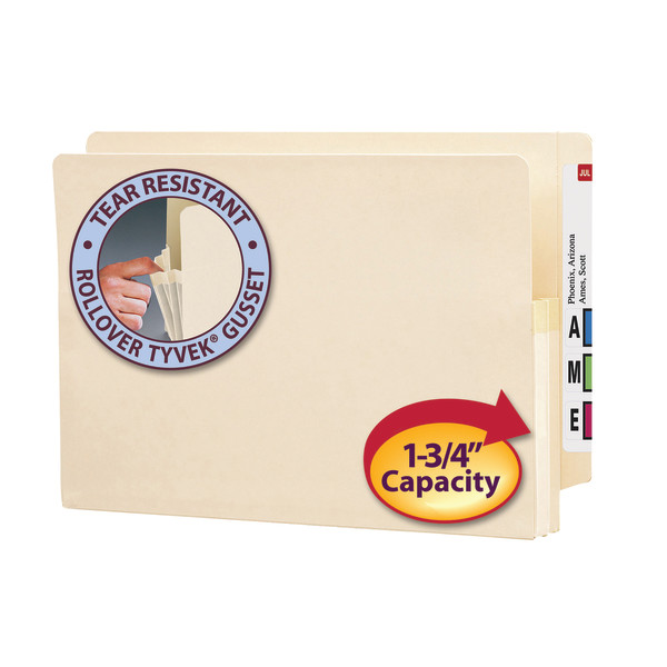 Smead 76114 End Tab Manila File Pockets with Reinforced Tab (Bundle: 4 BX) Pocket Folder