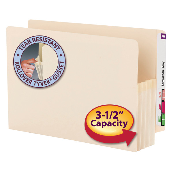 Smead 76124 End Tab Manila File Pockets with Reinforced Tab (Bundle: 4 BX) File Labels