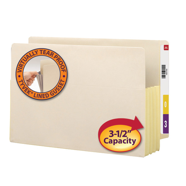 Smead 76164 End Tab Manila File Pockets with Reinforced Tab (Bundle: 5 BX) File Labels