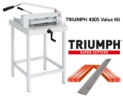 Triumph 4305 Manual Ream Paper Cutter Value Kit with Stand, 1 box cutting sticks and 1 extra blade Triumph 4305 Manual Ream Paper Cutter Value Kit with Stand 1 box cutting sticks and 1 extra blade