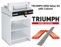 Triumph 4350 Semi-Auto Electric Paper Cutter Value Kit with Digital Display, cabinet, 1 box cutting sticks and 1 extra blade Triumph 4350 Semi-Auto Electric Paper Cutter Value Kit with Digital Display, cabinet, 1 box cutting sticks and 1 extra blade