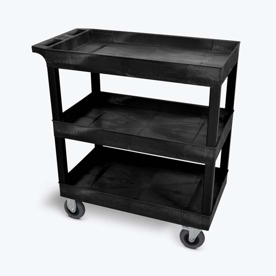 Luxor EC111SP5-B Black 18x32 3 Tub Cart W/ SP5 Casters Luxor EC111SP5-B Black 18x32 3 Tub Cart W/ SP5 Casters