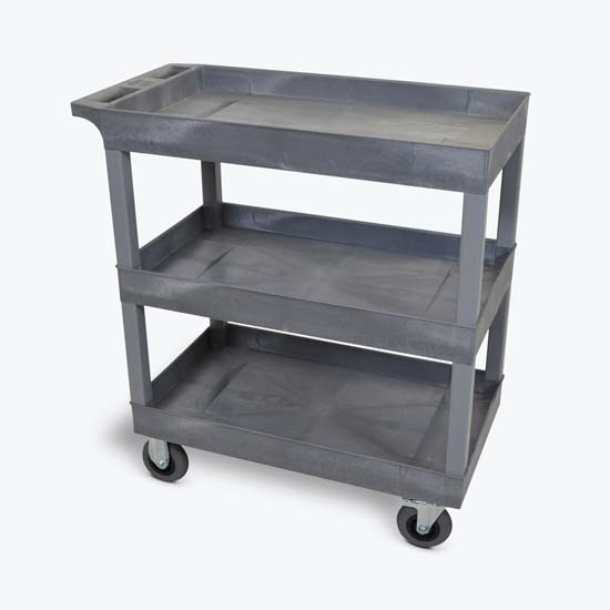 Luxor EC111SP5-G Gray 18x32 3 Tub Cart W/ SP5 Casters Luxor EC111SP5-G Gray 18x32 3 Tub Cart W/ SP5 Casters
