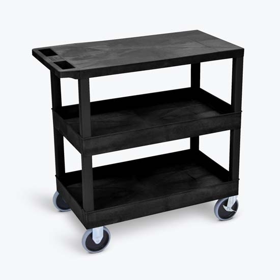 Luxor EC211HD-B Black EC211HD 18x32 Cart with 2 Tub/1 Flat Shelves Luxor EC211HD-B Black EC211HD 18x32 Cart with 2 Tub/1 Flat Shelves