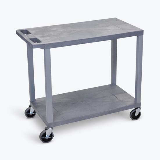 Luxor EC22-G Gray EC22-G 18x32 Cart with 2 Flat Shelves Luxor EC22-G Gray EC22-G 18x32 Cart with 2 Flat Shelves