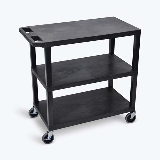 Luxor EC222-B Black EC222-B 18x32 Cart 3 Flat Shelves Luxor EC222-B Black EC222-B 18x32 Cart 3 Flat Shelves