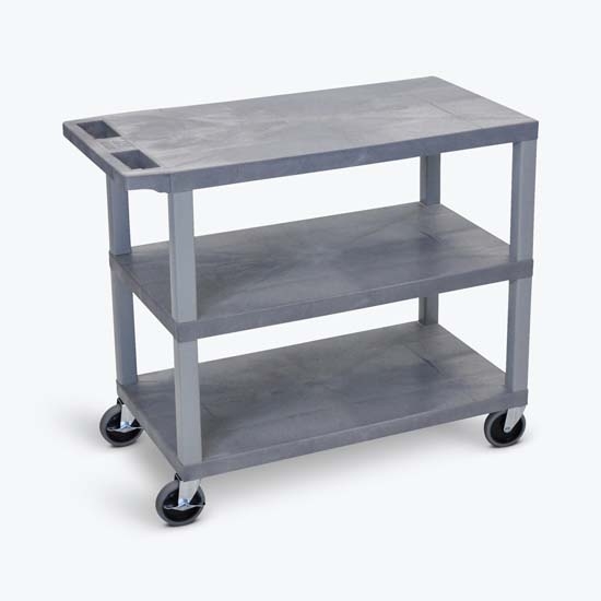 Luxor EC222-G Gray EC222-G 18x32 Cart 3 Flat Shelves Luxor EC222-G Gray EC222-G 18x32 Cart 3 Flat Shelves