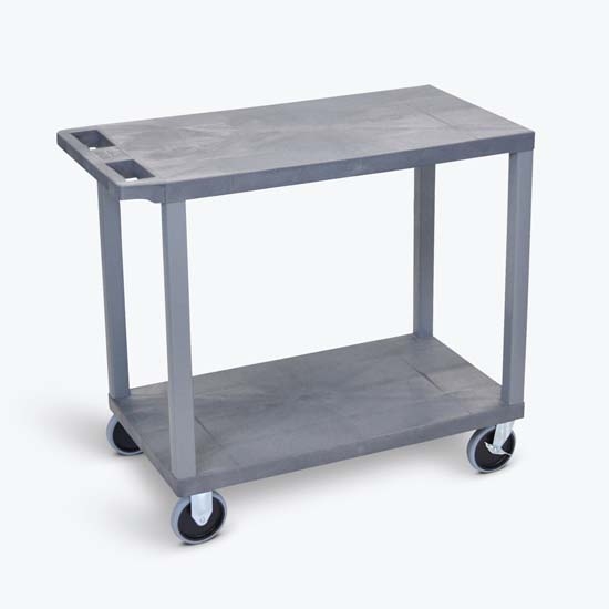 Luxor EC22HD-G Gray EC22HD-G 18x32 Cart with 2 Flat Shelves Luxor EC22HD-G Gray EC22HD-G 18x32 Cart with 2 Flat Shelves