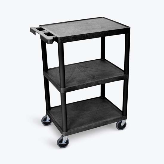 Luxor HE34-B 3 Shelf Utility Cart Black Luxor HE34-B 3 Shelf Utility Cart Black