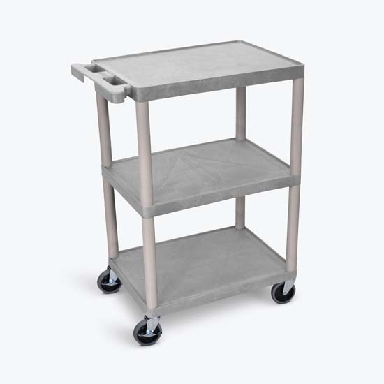 Luxor HE34-G 3 Shelf Utility Cart Gray Luxor HE34-G 3 Shelf Utility Cart Gray