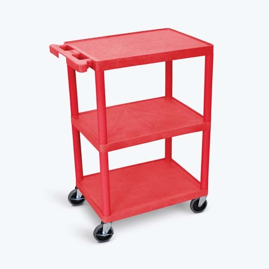 Luxor HE34-RD 3 Shelf Utility Cart Red Luxor HE34-RD 3 Shelf Utility Cart Red