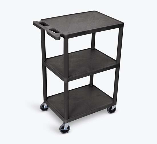 Luxor HE42-B 3 Shelf Utility Cart Black Luxor HE42-B 3 Shelf Utility Cart Black